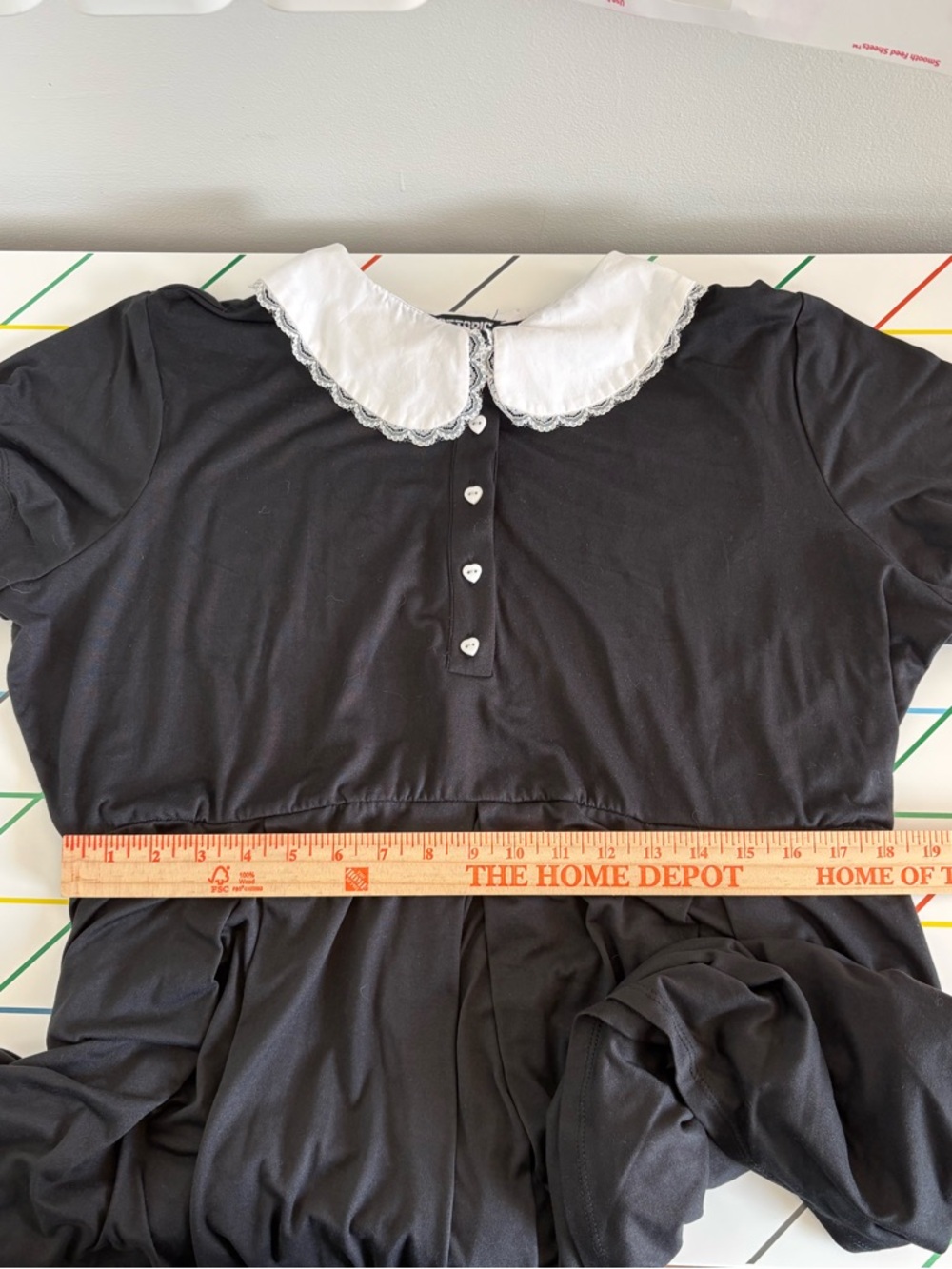 Hot Topic Goth Kawaii black dress w/ white Peter Pan collar & lace sz 14/16 (1) - Picture 9 of 13